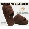 imageKuaiLu Mens Slippers Fashion Quilted Cottonblend Fabric Sandal Slippers Cozy Memory Foam Indoor Outdoor House Slippers Shoes For Man with Lightweight Soft Cushion Footbed Hard Rubber SoleDark Brown
