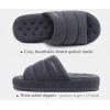 imageKuaiLu Mens Slippers Fashion Quilted Cottonblend Fabric Sandal Slippers Cozy Memory Foam Indoor Outdoor House Slippers Shoes For Man with Lightweight Soft Cushion Footbed Hard Rubber SoleGrey