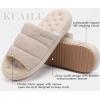 imageKuaiLu Mens Slippers Fashion Quilted Cottonblend Fabric Sandal Slippers Cozy Memory Foam Indoor Outdoor House Slippers Shoes For Man with Lightweight Soft Cushion Footbed Hard Rubber SoleBeige