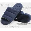 imageKuaiLu Mens Slippers Fashion Quilted Cottonblend Fabric Sandal Slippers Cozy Memory Foam Indoor Outdoor House Slippers Shoes For Man with Lightweight Soft Cushion Footbed Hard Rubber SoleDark Blue
