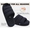 imageKuaiLu Mens Slippers Fashion Quilted Cottonblend Fabric Sandal Slippers Cozy Memory Foam Indoor Outdoor House Slippers Shoes For Man with Lightweight Soft Cushion Footbed Hard Rubber SoleAll Black