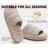 imageKuaiLu Mens Slippers Fashion Quilted Cottonblend Fabric Sandal Slippers Cozy Memory Foam Indoor Outdoor House Slippers Shoes For Man with Lightweight Soft Cushion Footbed Hard Rubber SoleBeige
