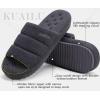 imageKuaiLu Mens Slippers Fashion Quilted Cottonblend Fabric Sandal Slippers Cozy Memory Foam Indoor Outdoor House Slippers Shoes For Man with Lightweight Soft Cushion Footbed Hard Rubber SoleGrey