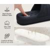 imageKuaiLu Mens Slippers Fashion Quilted Cottonblend Fabric Sandal Slippers Cozy Memory Foam Indoor Outdoor House Slippers Shoes For Man with Lightweight Soft Cushion Footbed Hard Rubber SoleAll Black