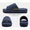 imageKuaiLu Mens Slippers Fashion Quilted Cottonblend Fabric Sandal Slippers Cozy Memory Foam Indoor Outdoor House Slippers Shoes For Man with Lightweight Soft Cushion Footbed Hard Rubber SoleDark Blue