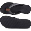 imageKuaiLu Mens Yoga Mat Leather Flip Flops Thong Sandals with Arch SupportBlack Grey