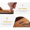 imageKuaiLu Mens Yoga Mat Leather Flip Flops Thong Sandals with Arch SupportBright Brown
