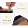 imageKuaiLu Mens Yoga Mat Leather Flip Flops Thong Sandals with Arch SupportKhaki Brown