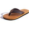 imageKuaiLu Mens Yoga Mat Leather Flip Flops Thong Sandals with Arch SupportKhaki Brown