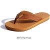 imageKuaiLu Mens Yoga Mat Leather Flip Flops Thong Sandals with Arch SupportTan