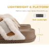 imageKuaiLu Womens Fuzzy Cross Band Platform Slippers Comfortable Faux Fur Open Toe Arch Support Slides Slippers for Indoor OutdoorBeige