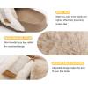 imageKuaiLu Womens Fuzzy Cross Band Platform Slippers Comfortable Faux Fur Open Toe Arch Support Slides Slippers for Indoor OutdoorBeige