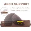 imageKuaiLu Womens Fuzzy Cross Band Platform Slippers Comfortable Faux Fur Open Toe Arch Support Slides Slippers for Indoor OutdoorBrown