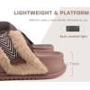 imageKuaiLu Womens Fuzzy Cross Band Platform Slippers Comfortable Faux Fur Open Toe Arch Support Slides Slippers for Indoor OutdoorBrown