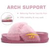 imageKuaiLu Womens Fuzzy Cross Band Platform Slippers Comfortable Faux Fur Open Toe Arch Support Slides Slippers for Indoor OutdoorPink