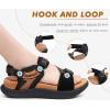 imageKuaiLu Womens Orthopedic Walking Sandals Recovery Sport Outdoor Hiking Water Sandles Thick Athletic Cushion Adjustable Leather Strap Sandals with Comfortable Plantar Fasciitis Arch SupportBlack Khaki