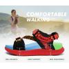 imageKuaiLu Womens Orthopedic Walking Sandals Recovery Sport Outdoor Hiking Water Sandles Thick Athletic Cushion Adjustable Leather Strap Sandals with Comfortable Plantar Fasciitis Arch SupportRed Black