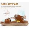 imageKuaiLu Womens Orthopedic Walking Sandals Recovery Sport Outdoor Hiking Water Sandles Thick Athletic Cushion Adjustable Leather Strap Sandals with Comfortable Plantar Fasciitis Arch SupportKhaki