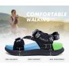 imageKuaiLu Womens Orthopedic Walking Sandals Recovery Sport Outdoor Hiking Water Sandles Thick Athletic Cushion Adjustable Leather Strap Sandals with Comfortable Plantar Fasciitis Arch SupportBlack