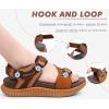 imageKuaiLu Womens Orthopedic Walking Sandals Recovery Sport Outdoor Hiking Water Sandles Thick Athletic Cushion Adjustable Leather Strap Sandals with Comfortable Plantar Fasciitis Arch SupportBrown Khaki