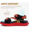 imageKuaiLu Womens Orthopedic Walking Sandals Recovery Sport Outdoor Hiking Water Sandles Thick Athletic Cushion Adjustable Leather Strap Sandals with Comfortable Plantar Fasciitis Arch SupportRed Black