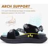 imageKuaiLu Womens Orthopedic Walking Sandals Recovery Sport Outdoor Hiking Water Sandles Thick Athletic Cushion Adjustable Leather Strap Sandals with Comfortable Plantar Fasciitis Arch SupportBlack