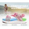 imageKuaiLu Womens Orthopedic Walking Sandals Recovery Sport Outdoor Hiking Water Sandles Thick Athletic Cushion Adjustable Leather Strap Sandals with Comfortable Plantar Fasciitis Arch SupportPink White