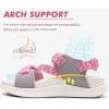 imageKuaiLu Womens Orthopedic Walking Sandals Recovery Sport Outdoor Hiking Water Sandles Thick Athletic Cushion Adjustable Leather Strap Sandals with Comfortable Plantar Fasciitis Arch SupportPink White