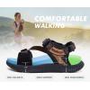 imageKuaiLu Womens Orthopedic Walking Sandals Recovery Sport Outdoor Hiking Water Sandles Thick Athletic Cushion Adjustable Leather Strap Sandals with Comfortable Plantar Fasciitis Arch SupportBlack Khaki