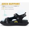 imageKuaiLu Womens Orthopedic Walking Sandals Recovery Sport Outdoor Hiking Water Sandles Thick Athletic Cushion Adjustable Strap Sandals with Comfortable Plantar Fasciitis Arch SupportAll Black