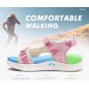 imageKuaiLu Womens Orthopedic Walking Sandals Recovery Sport Outdoor Hiking Water Sandles Thick Athletic Cushion Adjustable Strap Sandals with Comfortable Plantar Fasciitis Arch SupportPink White