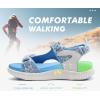 imageKuaiLu Womens Orthopedic Walking Sandals Recovery Sport Outdoor Hiking Water Sandles Thick Athletic Cushion Adjustable Strap Sandals with Comfortable Plantar Fasciitis Arch SupportBlue White