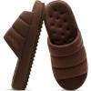 imageKuaiLu Mens Slippers Fashion Quilted Cottonblend Fabric Sandal Slippers Cozy Memory Foam Indoor Outdoor House Slippers Shoes For Man with Lightweight Soft Cushion Footbed Hard Rubber SoleDark Brown