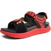 imageKuaiLu Womens Orthopedic Walking Sandals Recovery Sport Outdoor Hiking Water Sandles Thick Athletic Cushion Adjustable Leather Strap Sandals with Comfortable Plantar Fasciitis Arch SupportRed Black
