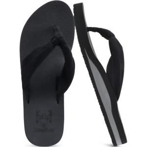 imageKuaiLu Flip Flops for Women with Arch Support Yoga Mat Comfortable Summer Beach Walking Thong Cushion Sandals Slip On Indoor OutdoorBlack