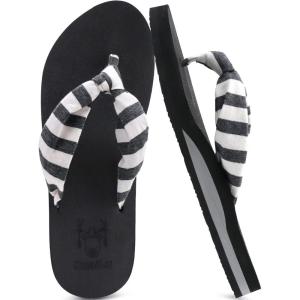 imageKuaiLu Flip Flops for Women with Arch Support Yoga Mat Comfortable Summer Beach Walking Thong Cushion Sandals Slip On Indoor OutdoorBlack White