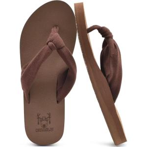 imageKuaiLu Flip Flops for Women with Arch Support Yoga Mat Comfortable Summer Beach Walking Thong Cushion Sandals Slip On Indoor OutdoorBrown