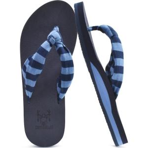 imageKuaiLu Flip Flops for Women with Arch Support Yoga Mat Comfortable Summer Beach Walking Thong Cushion Sandals Slip On Indoor OutdoorDark Blue