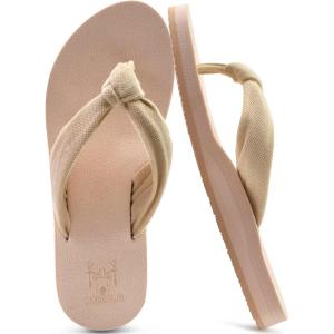 imageKuaiLu Flip Flops for Women with Arch Support Yoga Mat Comfortable Summer Beach Walking Thong Cushion Sandals Slip On Indoor OutdoorNude