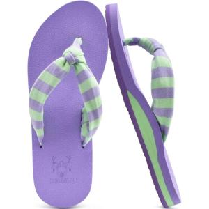 imageKuaiLu Flip Flops for Women with Arch Support Yoga Mat Comfortable Summer Beach Walking Thong Cushion Sandals Slip On Indoor OutdoorPurple Green