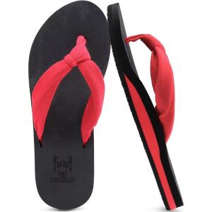 imageKuaiLu Flip Flops for Women with Arch Support Yoga Mat Comfortable Summer Beach Walking Thong Cushion Sandals Slip On Indoor OutdoorRed Black