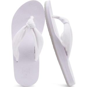 imageKuaiLu Flip Flops for Women with Arch Support Yoga Mat Comfortable Summer Beach Walking Thong Cushion Sandals Slip On Indoor OutdoorWhite