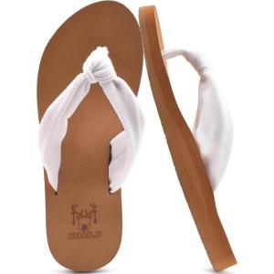 imageKuaiLu Flip Flops for Women with Arch Support Yoga Mat Comfortable Summer Beach Walking Thong Cushion Sandals Slip On Indoor OutdoorWhite Khaki