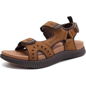 imageKuaiLu Mens Hiking Sandals With Arch Support Sport Recovery Athletic Walking Sandals For Man Outdoor Summer Casual Thick Cushion Beach Water Fisherman Sandal Size 714Khaki Brown