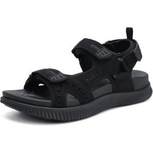 imageKuaiLu Mens Hiking Sandals With Arch Support Sport Recovery Athletic Walking Sandals For Man Outdoor Summer Casual Thick Cushion Beach Water Fisherman Sandal Size 714Black