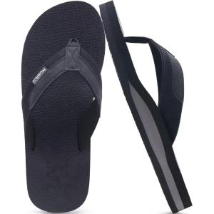 imageKuaiLu Mens Yoga Mat Leather Flip Flops Thong Sandals with Arch SupportFerrous