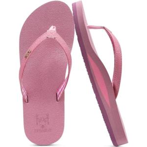imageKuaiLu Womens Arch Support Flip Flops Comfortable Yoga Mat Cushion Slip on Walking Thong SandalsDark Pink