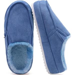 imageKuaiLu Womens Clog Slippers Cozy Warm Plush Lined With Arch Support Suede Faux Fur House ladies Bedroom Slippers Comfortable Memory Foam Slipon Womans Home Shoes Indoor Outdoor Thick Hard SoleBlue