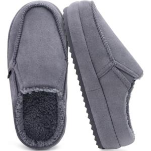 imageKuaiLu Womens Clog Slippers Cozy Warm Plush Lined With Arch Support Suede Faux Fur House ladies Bedroom Slippers Comfortable Memory Foam Slipon Womans Home Shoes Indoor Outdoor Thick Hard SoleGrey