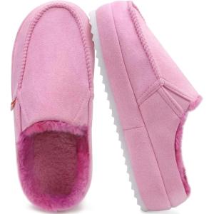 imageKuaiLu Womens Clog Slippers Cozy Warm Plush Lined With Arch Support Suede Faux Fur House ladies Bedroom Slippers Comfortable Memory Foam Slipon Womans Home Shoes Indoor Outdoor Thick Hard SolePink